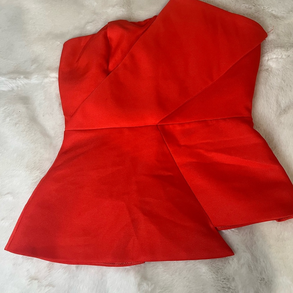 Red Asymmetrical Peplum Top